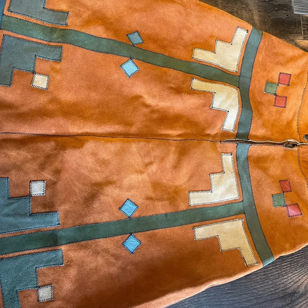 Free People Modern Folk Bohemian Suede Midi Skirt in Rust Color - Picture 5 of 7